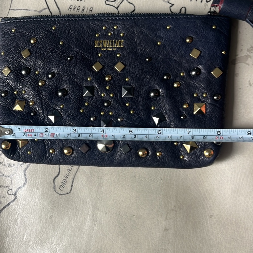 MZ Wallace Navy and Gold Studded Wristlet - Picture 4 of 5
